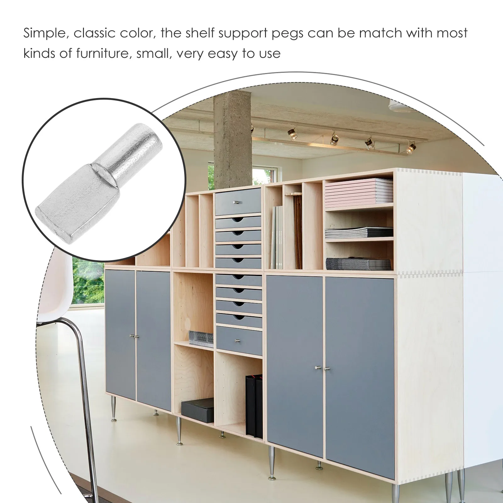

60pcs Shelf Pegs for Shelves Round Bookshelf Support Cupboard Fixing Bracket Silver Durable Hardware Connector Diy Stable Light