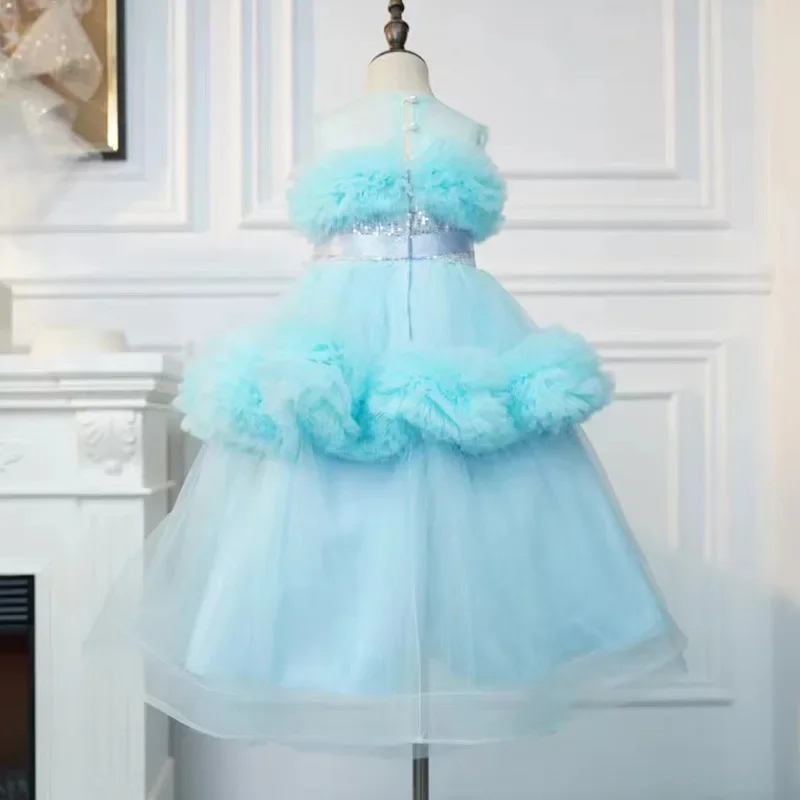 Teenmiro Luxurious Evening Dress for Teens Girl Infants Chic Elegant Tulle Ball Gown Children Princess Long Dresses