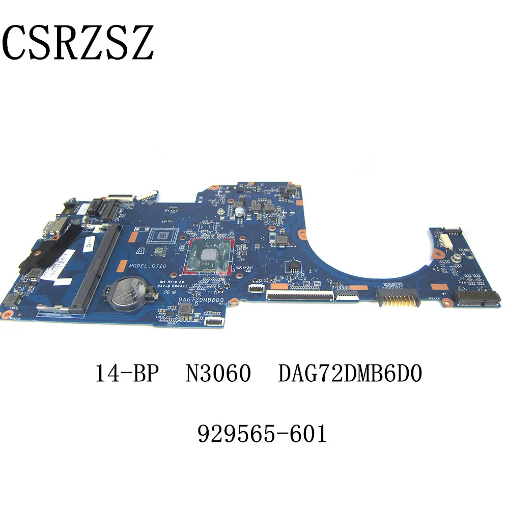 For HP 14-BP Laptop motherboard  with N3060 CPU  929565-001 DAG72DMB6D0  Fully Test work