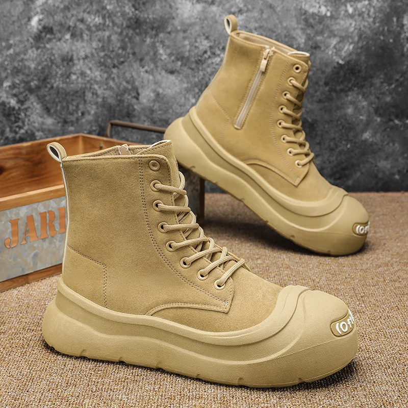 

Мужские ботинки, четырехсезонные новые высокие ботинки, повседневные ботинки, универсальные противоскользящие износостойкие рабочие ботинки на толстой подошве