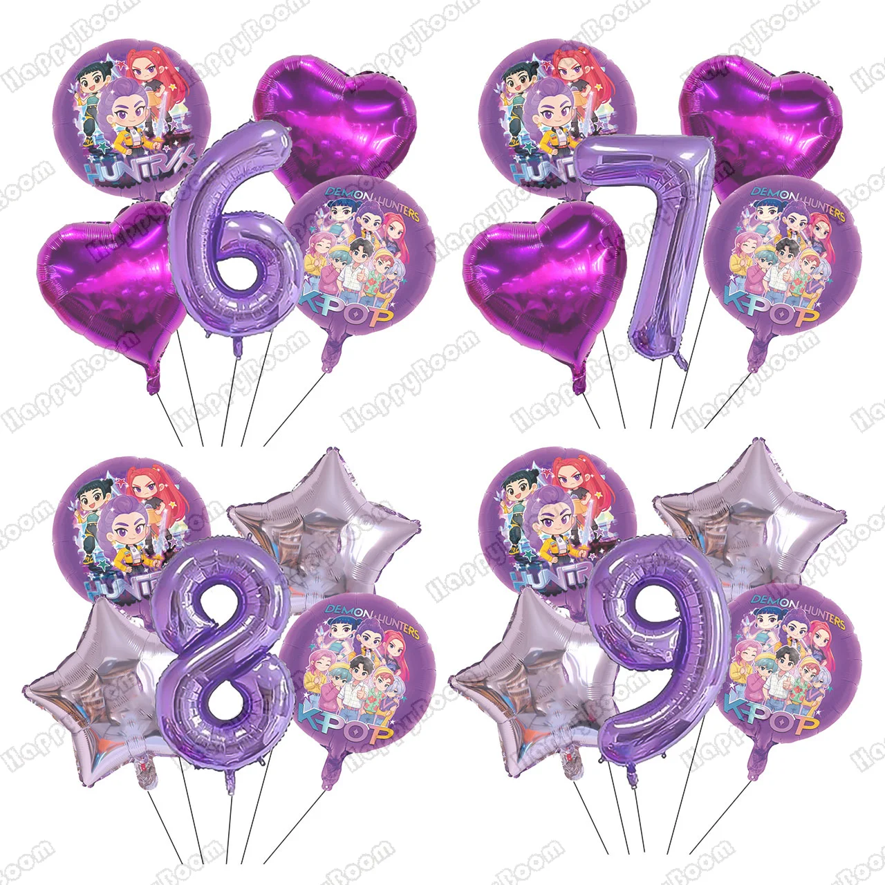 Kpop شيطان الصيادين الأطفال حفلة عيد ميلاد الديكور الكرة عدد أرقام 1-9 بالون مجموعة استحمام الطفل لوازم الحفلات هدية لعبة #1