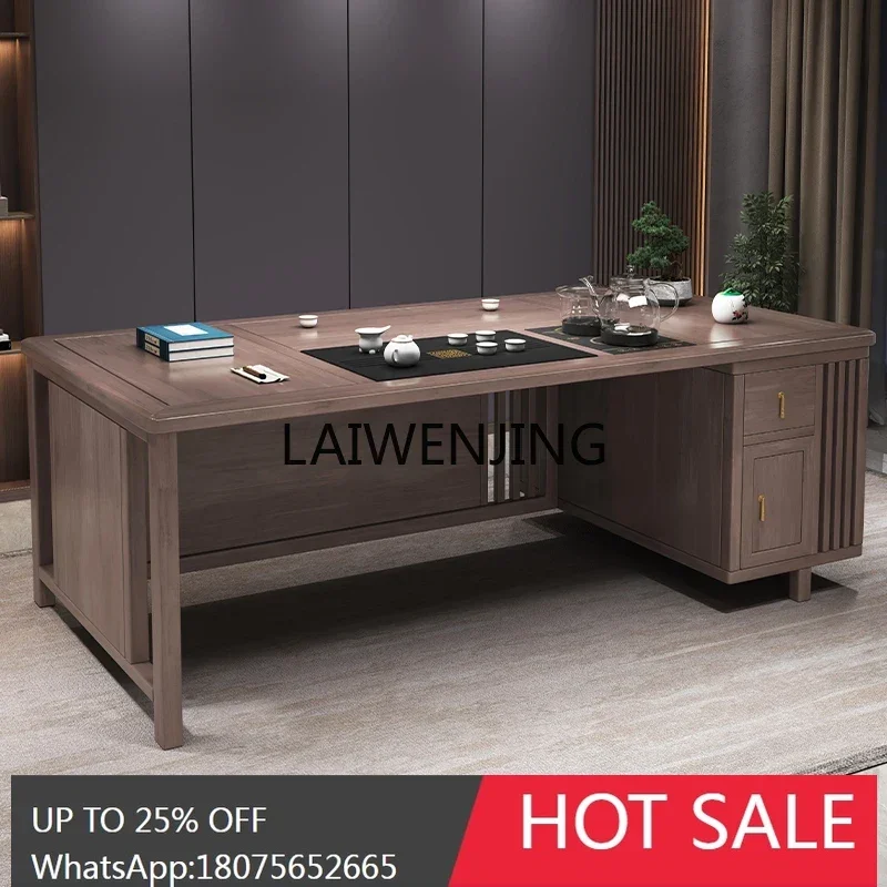 

solid wood tea table and chair combination new Chinese-style home balcony office tea table