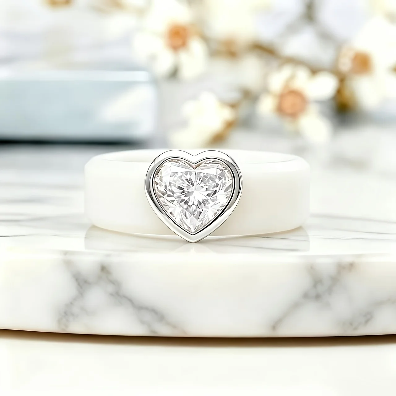 1pc 14K Golden Plated White Fashion Zirconia Ring ,Hypoallergenic Comfort Band, Ideal Valentine's Gift