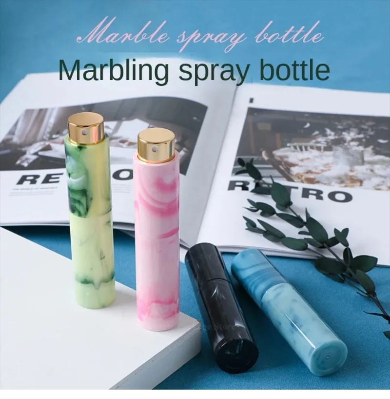 10ml Tragbare Mini Parfüm Glas Flasche Reise Aluminium Spray Zerstäuber Leere Metall Parfüm Zerstäuber Sprayer Luxus Marmorierung