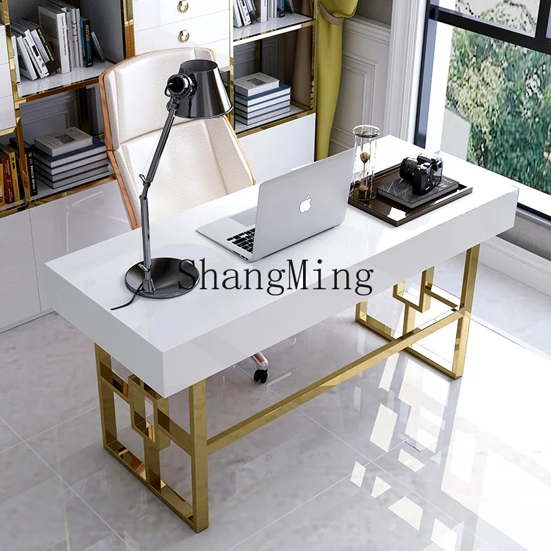 FGLight Luxury Stainless Steel Study Piano Paint Computer Desk Simple Modern Desk Writing Desk