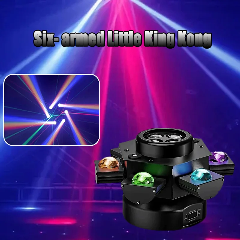 DJ Lights 6 Arm Bee Eyes LED Beam Moving Head Light Laser Effects DMX Stage Lighting for Disco Music Dance Party with RGBW 4in1