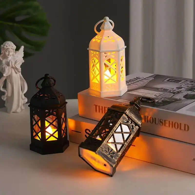 Retro Desktop LED elektronisches Kerzenlicht kreative sechseckige Wind tragbare Kerzen- und Pferdelampe, Atmosphäre Dekoration Geschenk