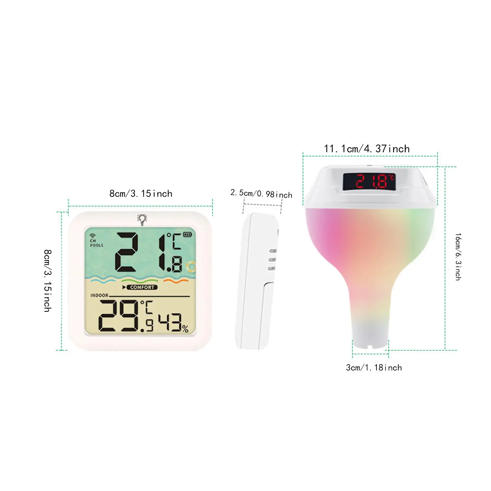 ميزان حرارة حمام السباحة بالطاقة الشمسية IP68 مقاوم للماء لاستحمام حمام السباحة في بركة السمك