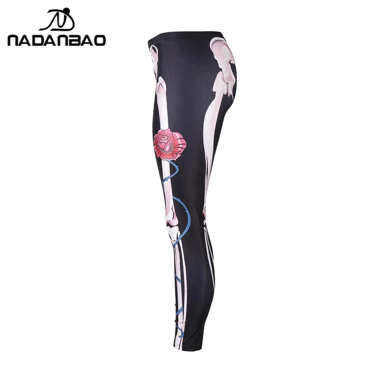 Nadanbao Halloween Sexy Slim Strumpfhosen Rosa Skelett Schwarz Leggings 3D Digital Gedruckt Mode Frauen Hosen für Yoga Tägliche Hosen