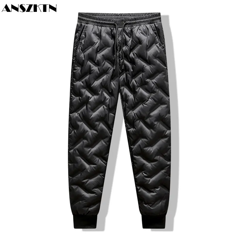 

ANSZKTN Men winter thickened warm wear outdoor leisure bunched feet down pants