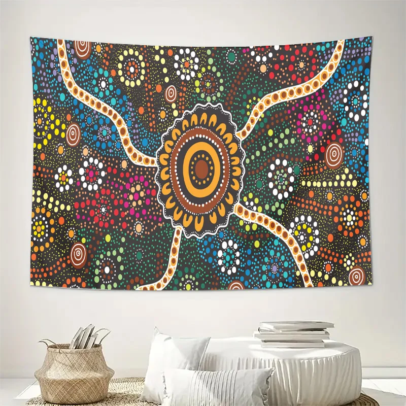Bohemian Tribal Mandala Tapestry Wall Hanging Colorful Ethnic Boho Decor for Living Room Bedroom