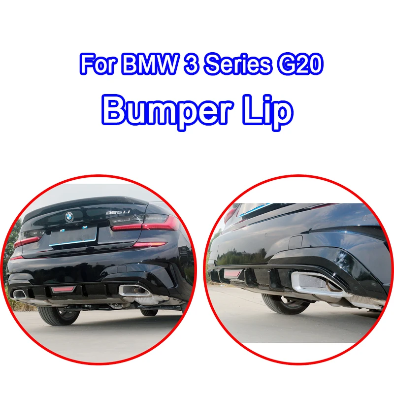 

For BMW 3 Series G20 320i 325i 330i 360i 2019-2022 ABS Car Rear Bumper Lip Spoiler Modification Glossy Black With Brake Light