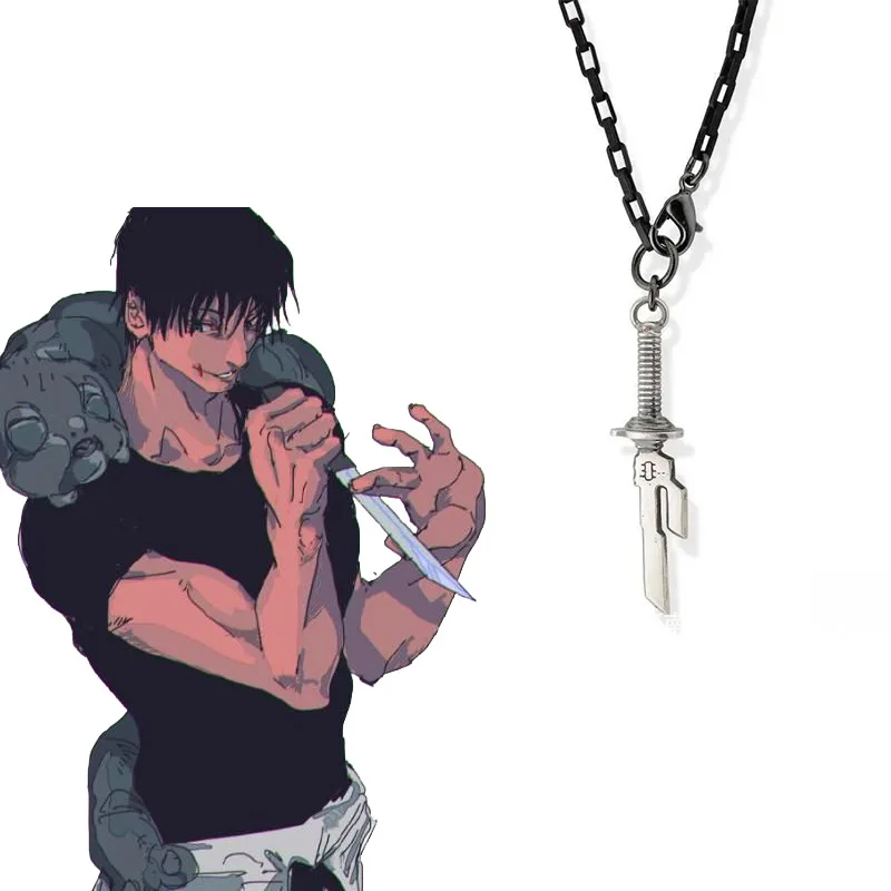 Anime Jujutsu Kaisen Toji Fushiguro Cosplay Necklace Inverted Spear of Heaven Weapon Pendant For Unisex Christmas Gifts