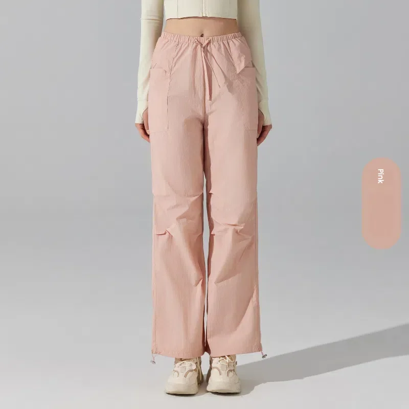 กางเกงกันน้ำสำหรับผู้หญิง เหมาะสำหรับเดินป่า โยคะ กางเกงวอร์มเอวสูง ขากว้าง แฟชั่น ชุดออกกำลังกาย เสื้อผ้าผู้หญิง