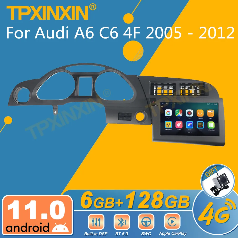 Dla Audi A6 C6 4F 2005 - 2012 Radio samochodowe z androidem 2Din odbiornik Stereo Radio samochodowe odtwarzacz multimedialny nawigacja GPS jednostka