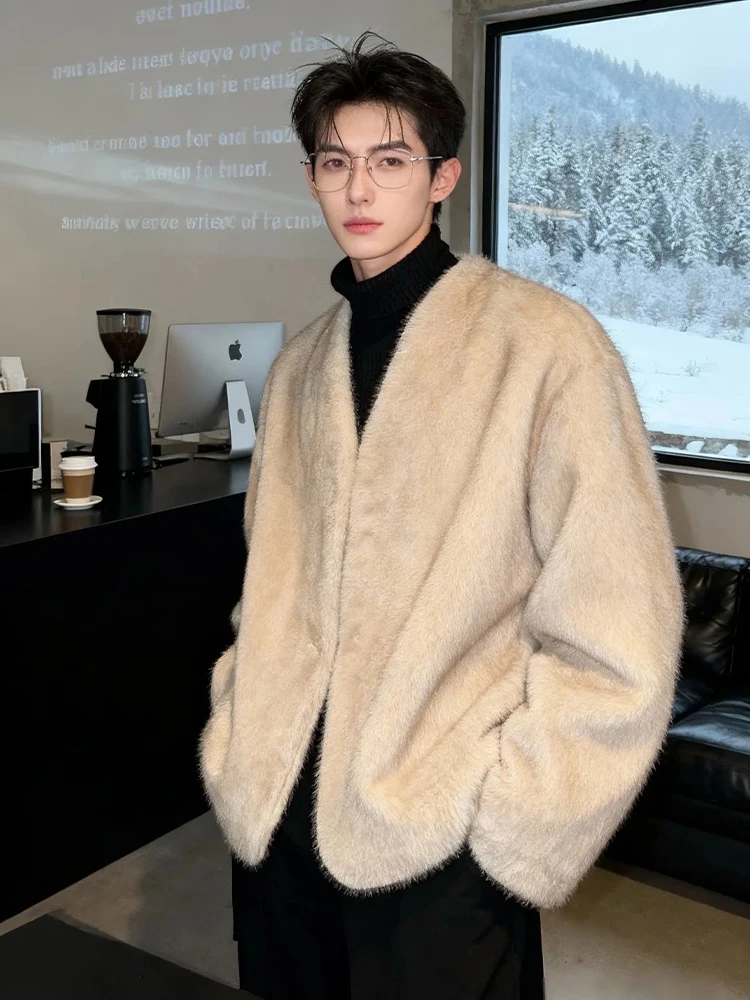 

Корейский высококачественный мужской хлопковый джатовый меховой жилет ort V-Ne, зимний теплый повседневный модный однотонный полиэфирное волокно