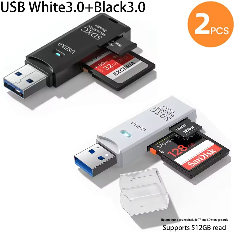 2-in-1 multifunctionele USB 3.0-kaartlezerMicro SD TFMemoryCardReaderUSBFlashDrive-kaartlezerAdapter voor pc-laptops Accessoires - afbeelding 1