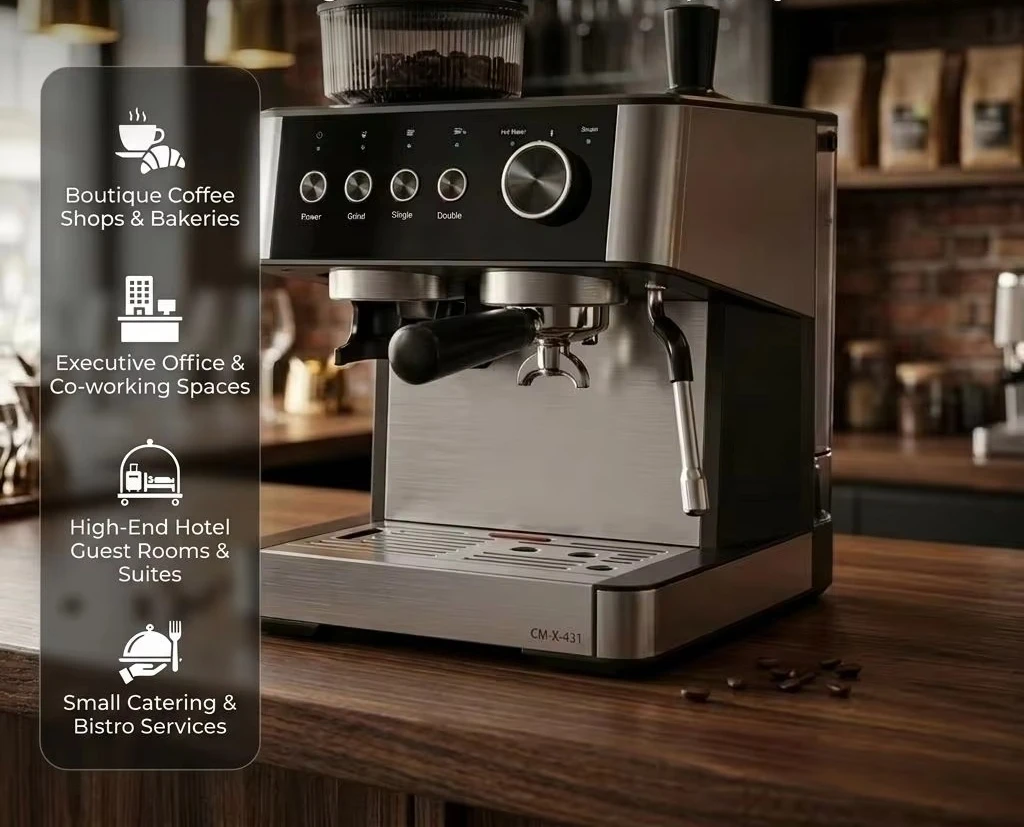 Professional Factory Manufacturing Stainless Steel 15bar Pump Smart Coffee Machine with Grinder and 2.3L Water tank