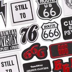 For Clothing Embroidered Letter Naszywki Iron On Patches Sew Black White Red Jacket Thermal Parches Termoadhesivos Diy Designer