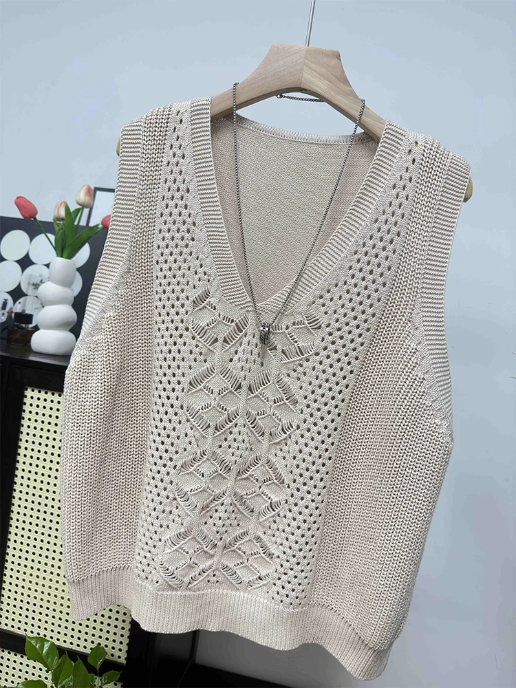 

High Quality Vest with Hollowed Out Loose Knit Vest for Women, Paired with Autumn Sweater and Vest, Worn Over The Shoulder