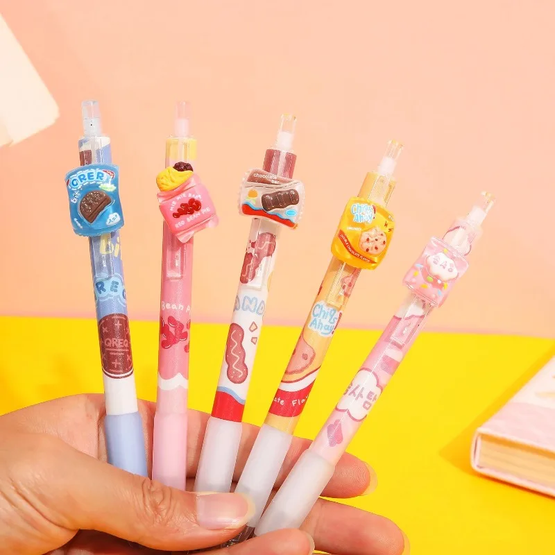 6pcs Mini Cookies Gel Pen Chocolate Decoration 0.5mm Ballpoint Black Color Ink Office School A7390