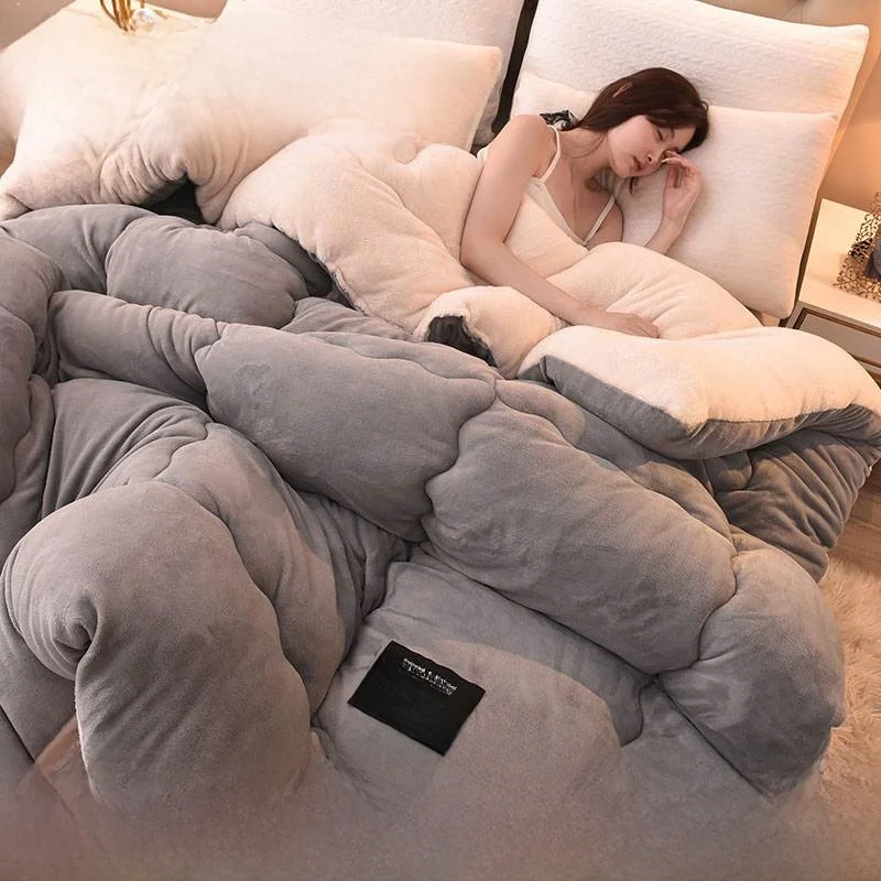 

Thiened Lamb Velvet Blanket Double-Sided Coral Velvet Warm Winter Quilt Duvet Core Cotton Cover for Autumn And Winter