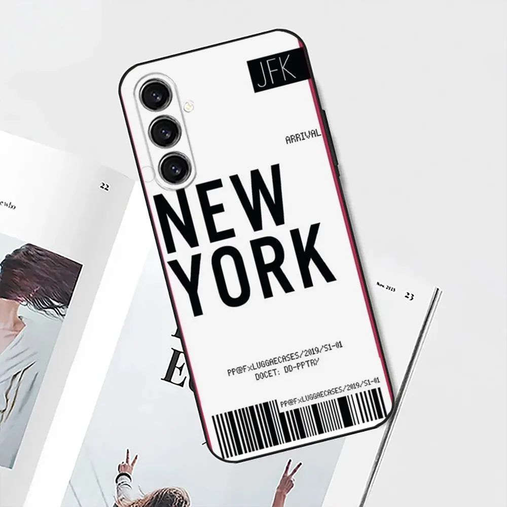 Air Ticket New York London Paris Label   Phone Case For Samsung Galaxy A13,21s,22,31,32,52,53,71,80,91 Black Soft Cover image 6