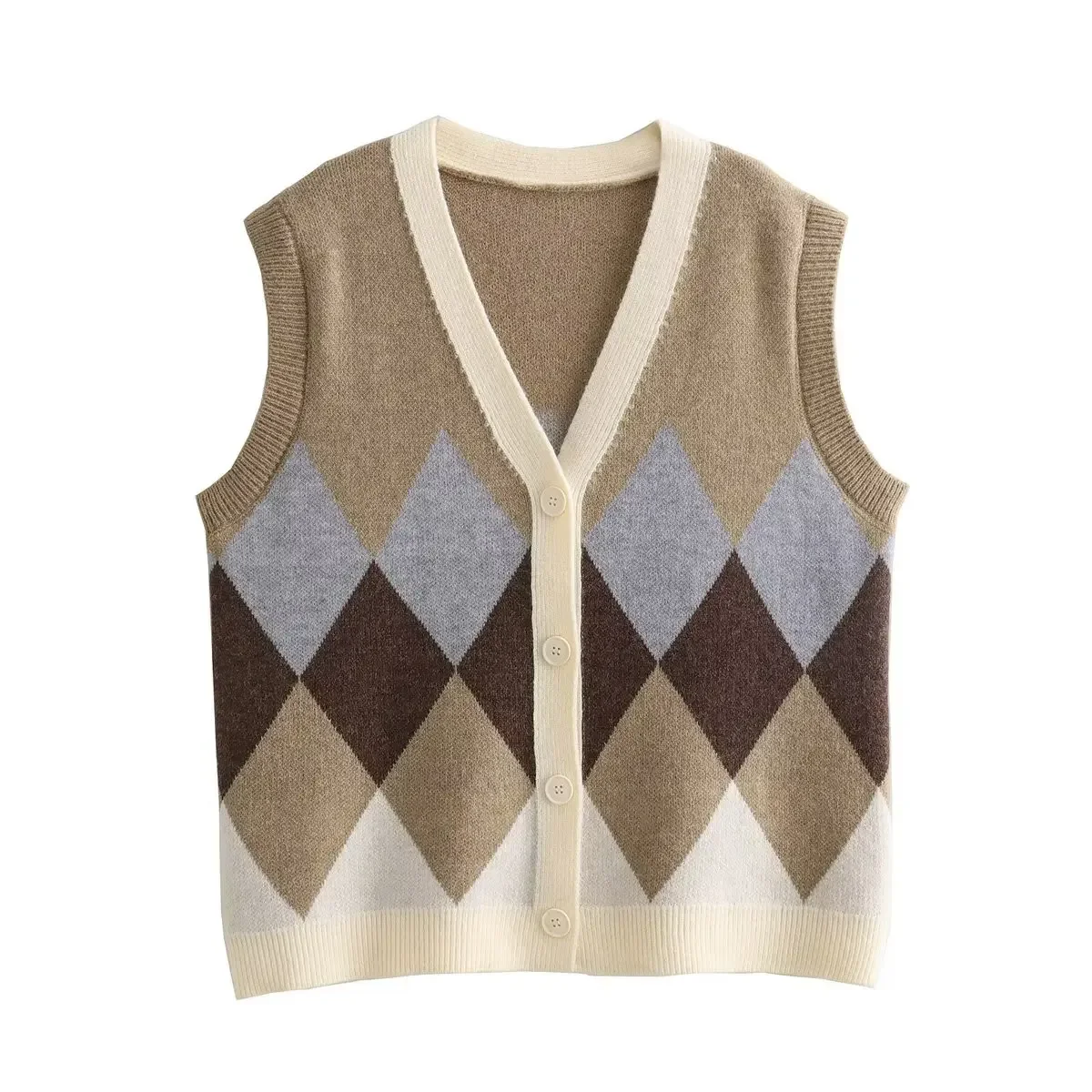 TRAF ZR Vests for Women 2023 Vintage Y2k Crochet Winter Sleeveless Sweater Vest Women Knitted Sweater Women Knitwears Waistcoat