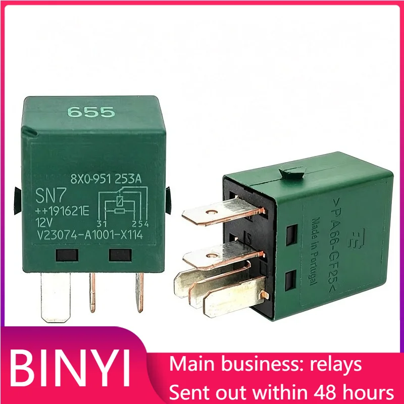 8X0951253A V23074-A1001-X114 Number 655 5Pin 12V Green Automotive Relay Multi Function Vehicle Control Relay Replacement