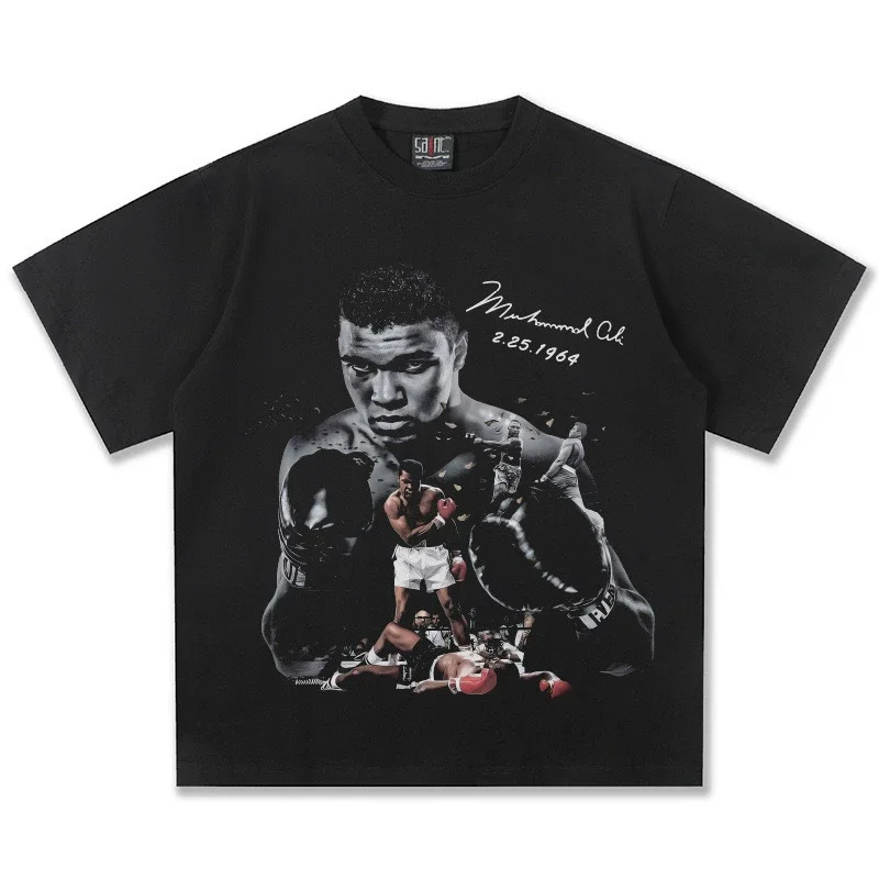 

Мужская футболка с рисунком даты Мухаммеда Али 1964, 100% хлопок, боксерская легенда, принт, большие размеры с круглым вырезом, повседневная одежда