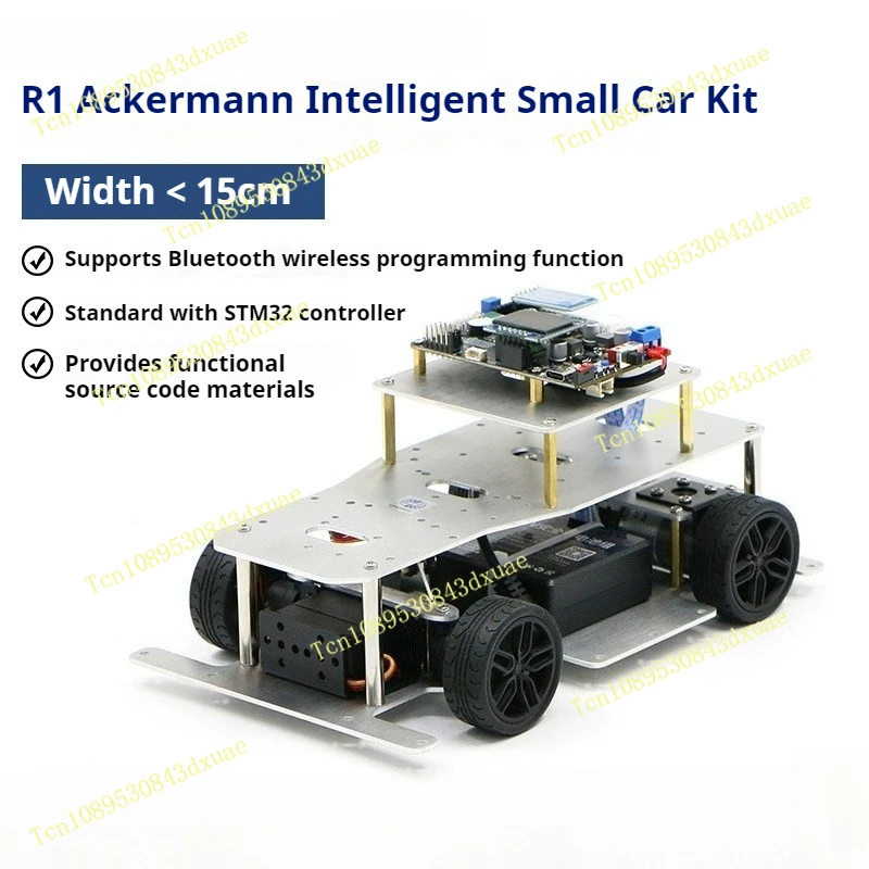 R1 Ackermann Intelligent Car Chassis Kit, Width Less 15CM, Servo Steering STM32 Main Control