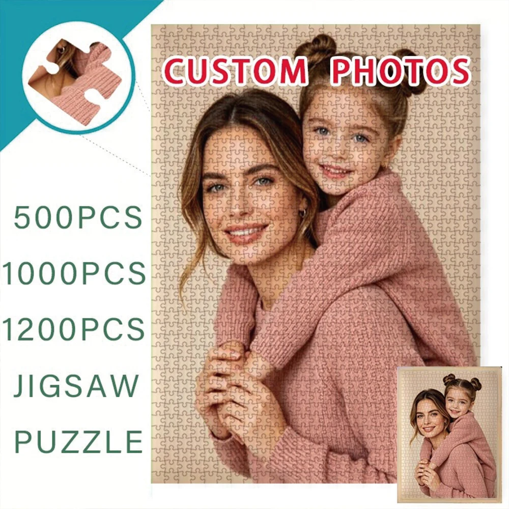 35/300/500/1049pcs Personalized Custom Photo Puzzle Family Photos for Dad Grandmother Grandad Godmother