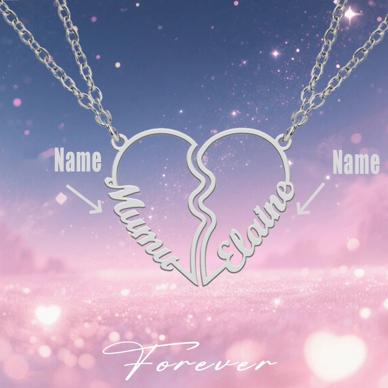 

Stainless Steel Heart Puzzle Custom Name Pendant Couple Necklace BFF Necklaces For Lovers Friend Valentine's Day Gift Jewelry