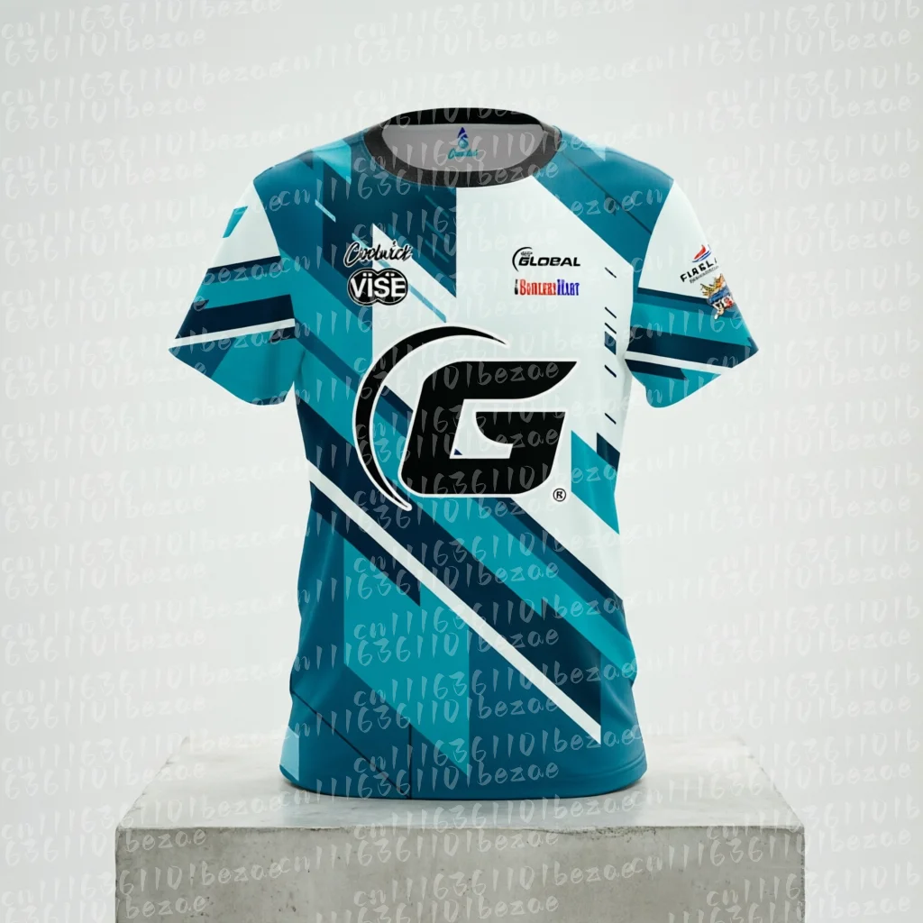Family Matching Coolwick 900 Global Bowling Jersey Black Geometric Print Short Sleeve Performance Shirt Back-to-school Season