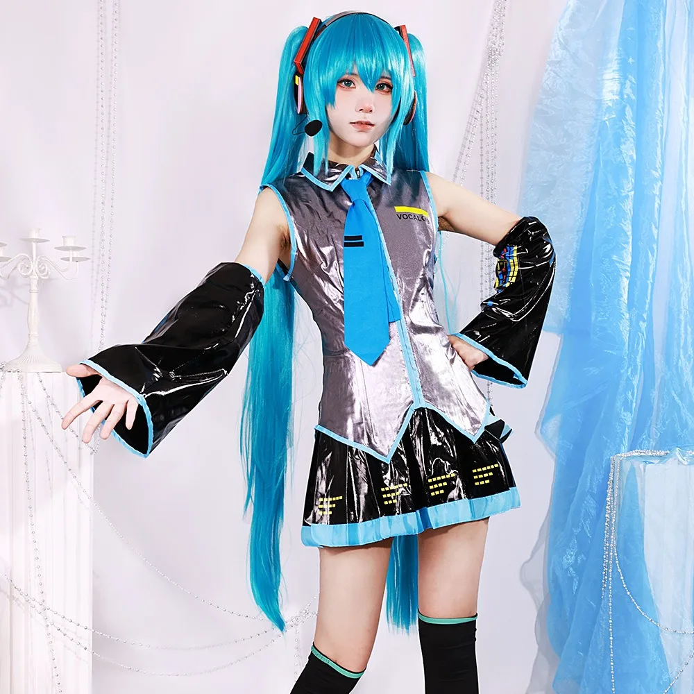 Mikuu คอสเพลย์เกมชุดคอสเพลย์ผู้หญิง S-2XL, คอสเพลย์ Miku คอสตูมน่ารักคอสตูม mikuu คอสตูม LED ไซส์ใหญ่พิเศษ