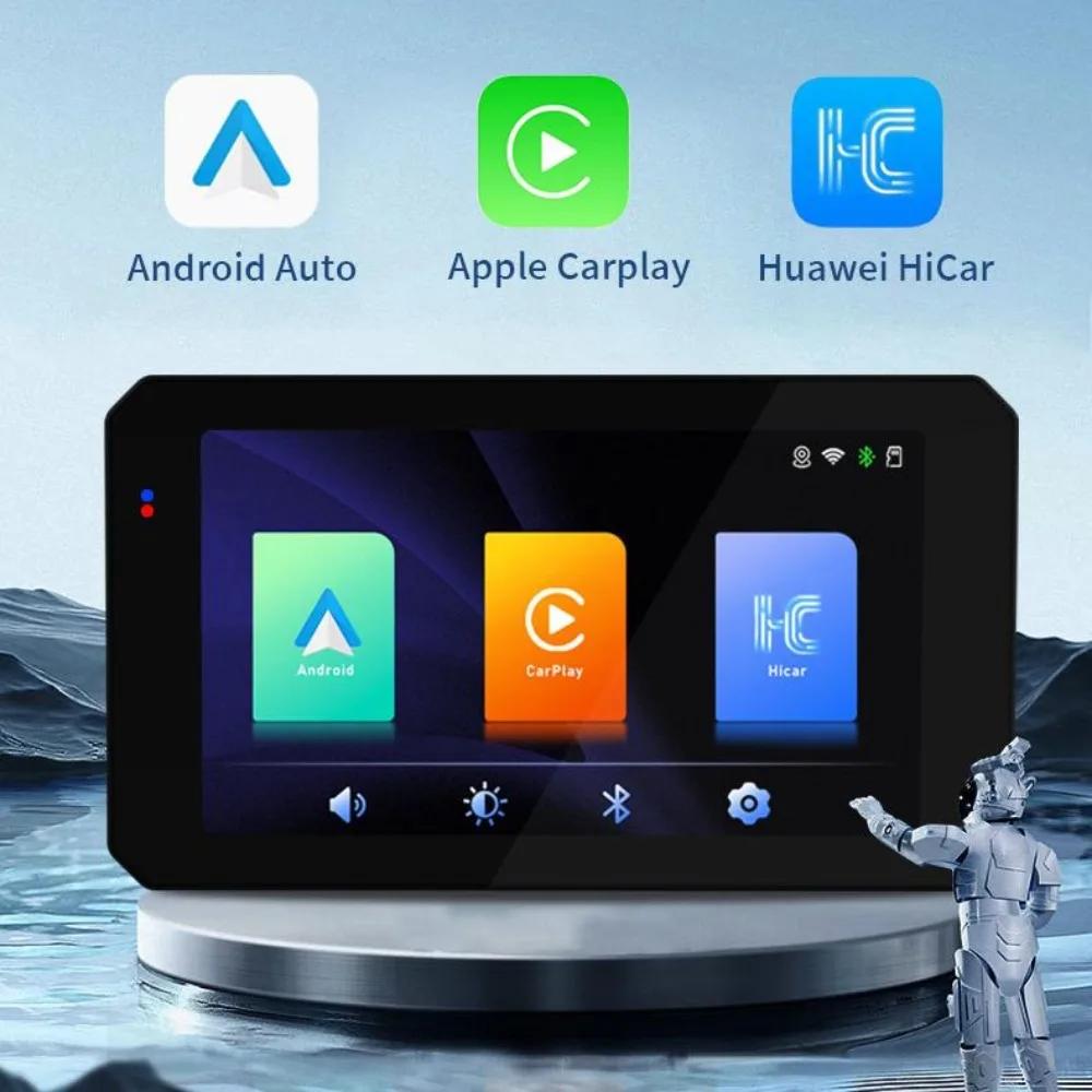 5.0-inch IPS Motorcycle Display Screen Mirroring Device CarPlay Motorcycle Navigation Waterproof Wireless CarPlay