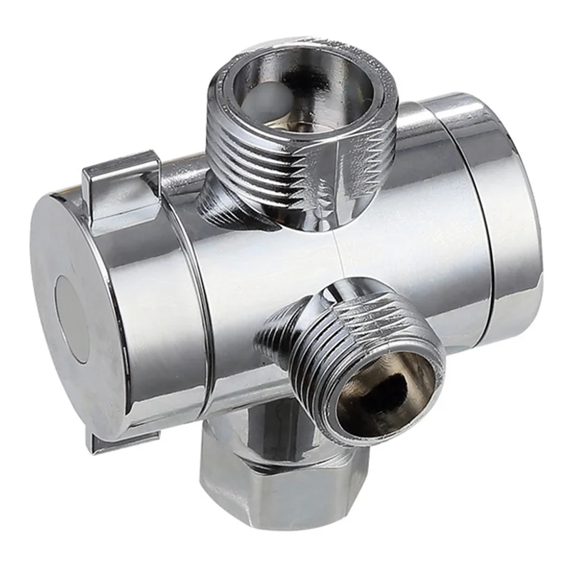 AT29-3X ABS Chrome 3 Way Diverter Hose Fitting T Shape Adapter Connector For Angle Valve Hose Bath Shower Arm Toilet
