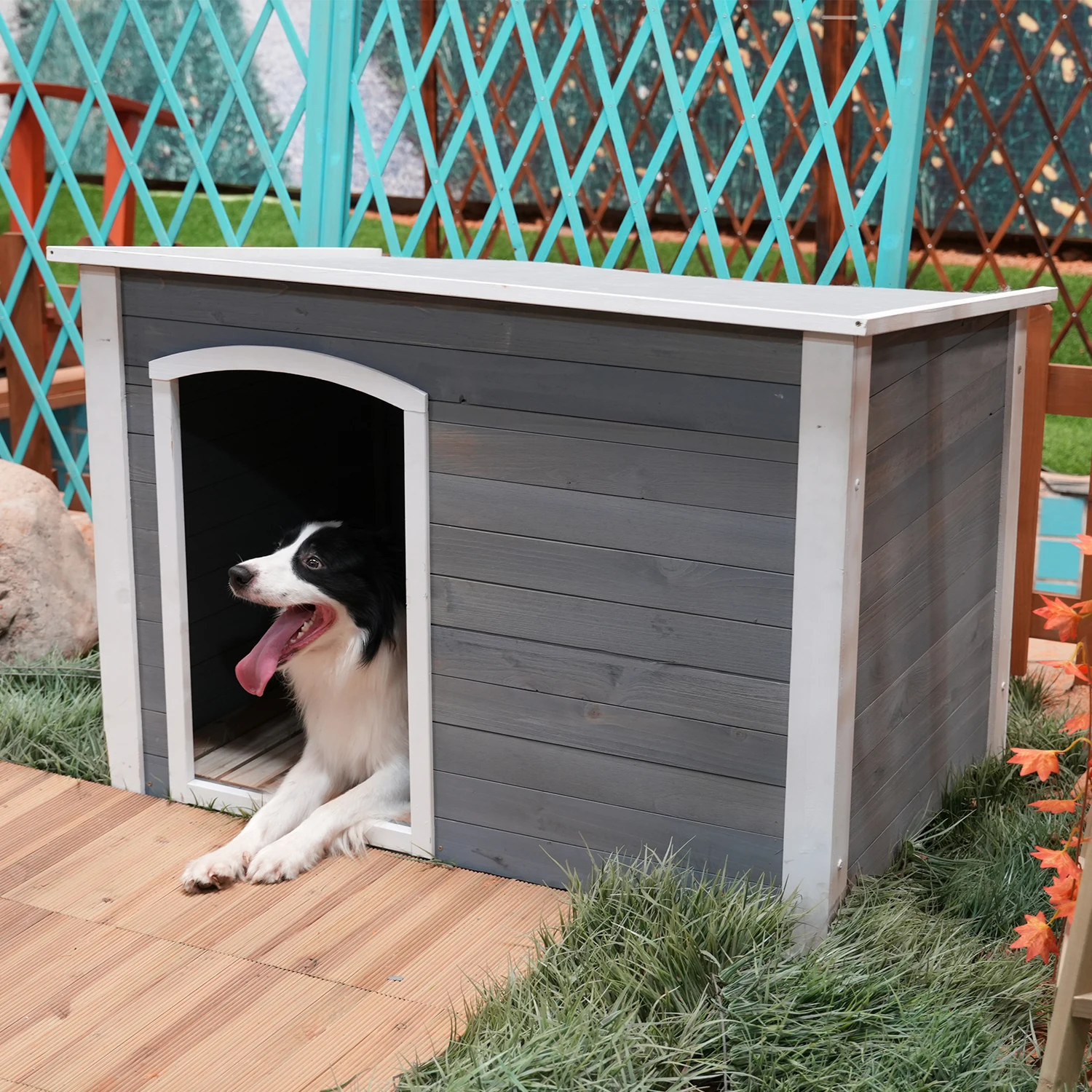 Outdoor Pet House All Seasons Wooden Kennel Outdoor Rainproof Dog Cage Dog House Kennel Sun Protection Large Dog