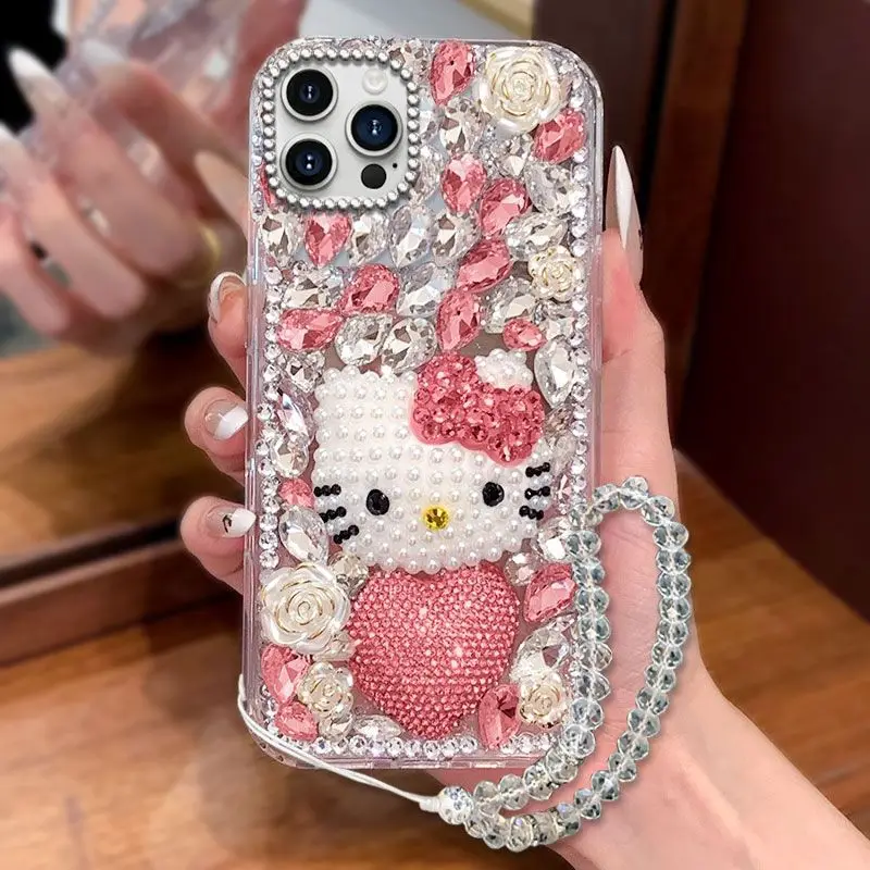 ハローキティ ハイエンド ダイヤモンド セット Apple IPhone14ProMax 携帯電話ケース 高級 8plus 保護ケース 11Pro 落下防止