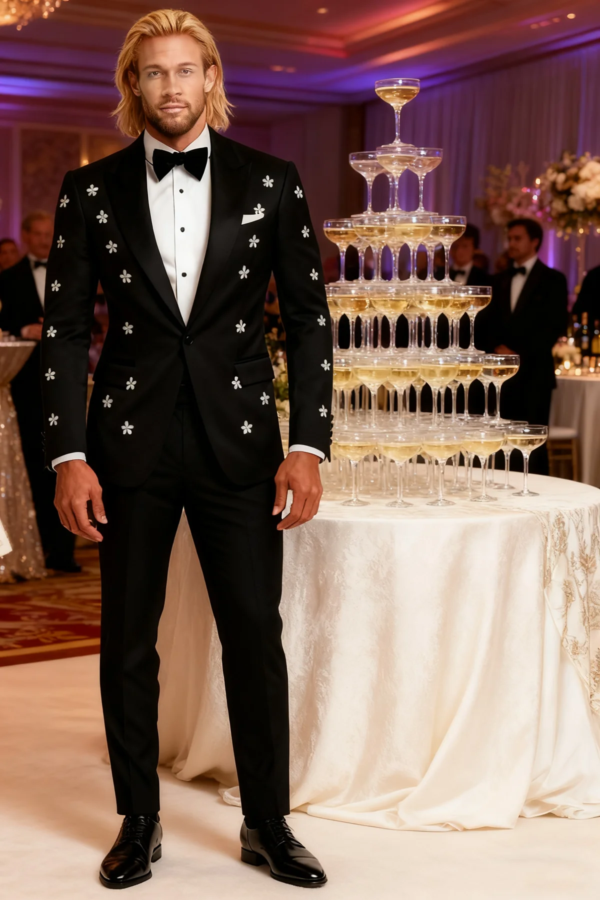 Abiti da sposo con perline di cristallo 2 pezzi Abiti da uomo formali taglie forti Blazer e pantaloni Abiti da ballo per feste serali personalizzati