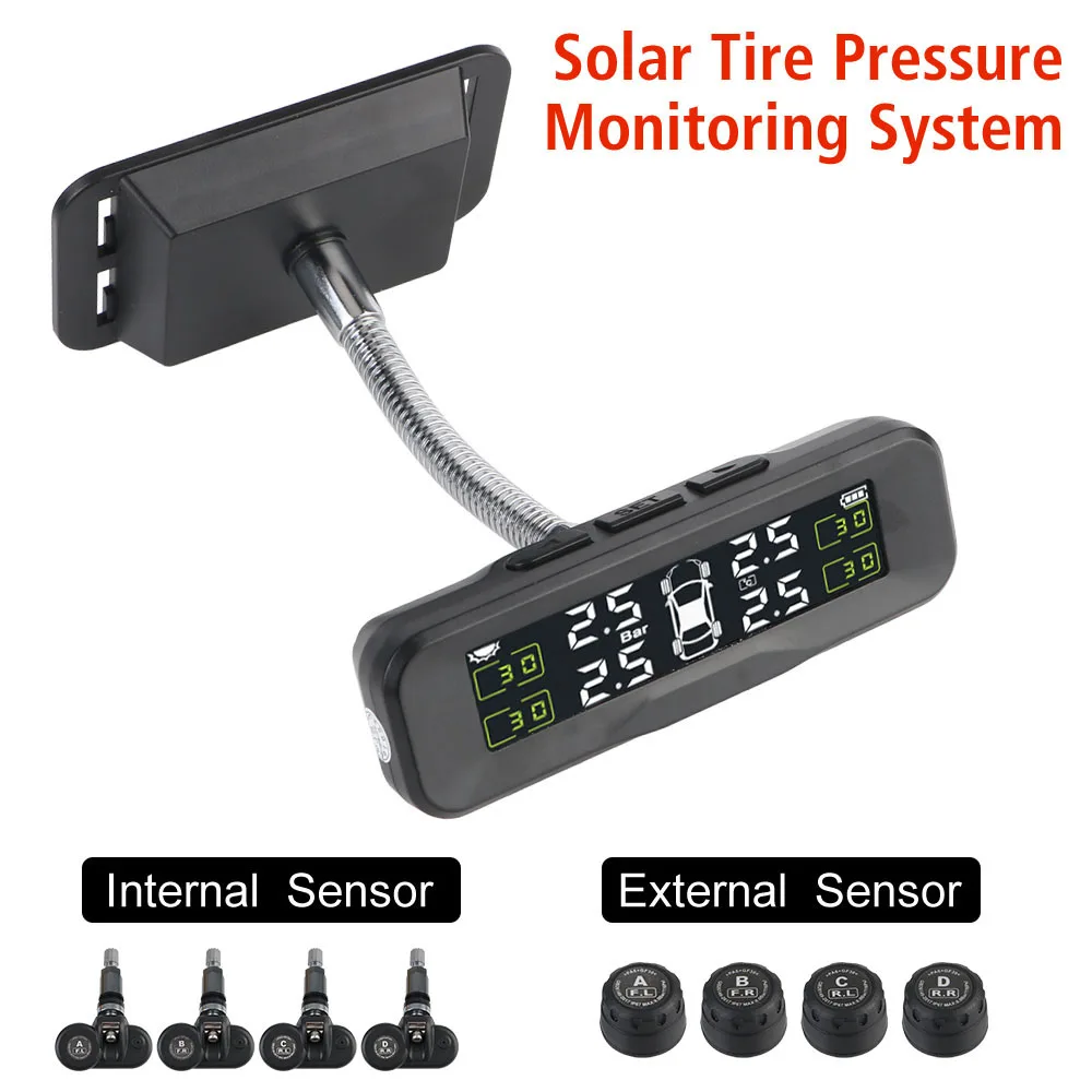 Car Tire Pressure Monitoring System Universal High Precision Angle Adjustable Solar TPMS Sensor External/Internal  Sensor