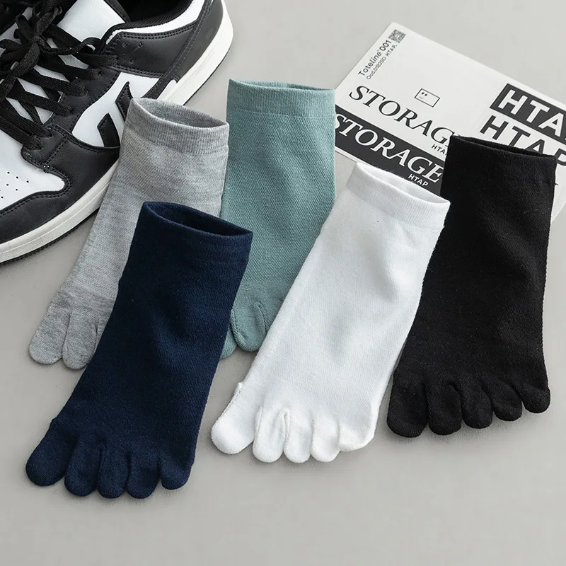 5 Pairs Men Summer Mesh Socks Five Finger Sock Low Cut Toe Socks with Separate Fingers Cotton Sports Socks