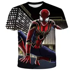 Camiseta infantil do Homem-Aranha com estampa 3D, camiseta dos Vingadores, camiseta infantil, meninos e meninas, manga curta, Cartoon Trend, verão