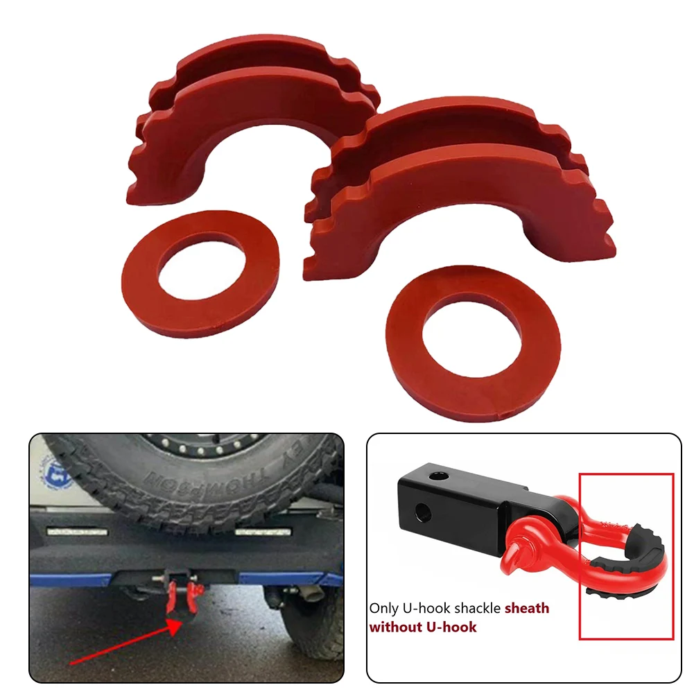 

Receiver Hooks Rescue SUV Tows Shackle Sheath U-shaped Hook Rubber Red High Quality Shackle Sheath U-shaped Hook