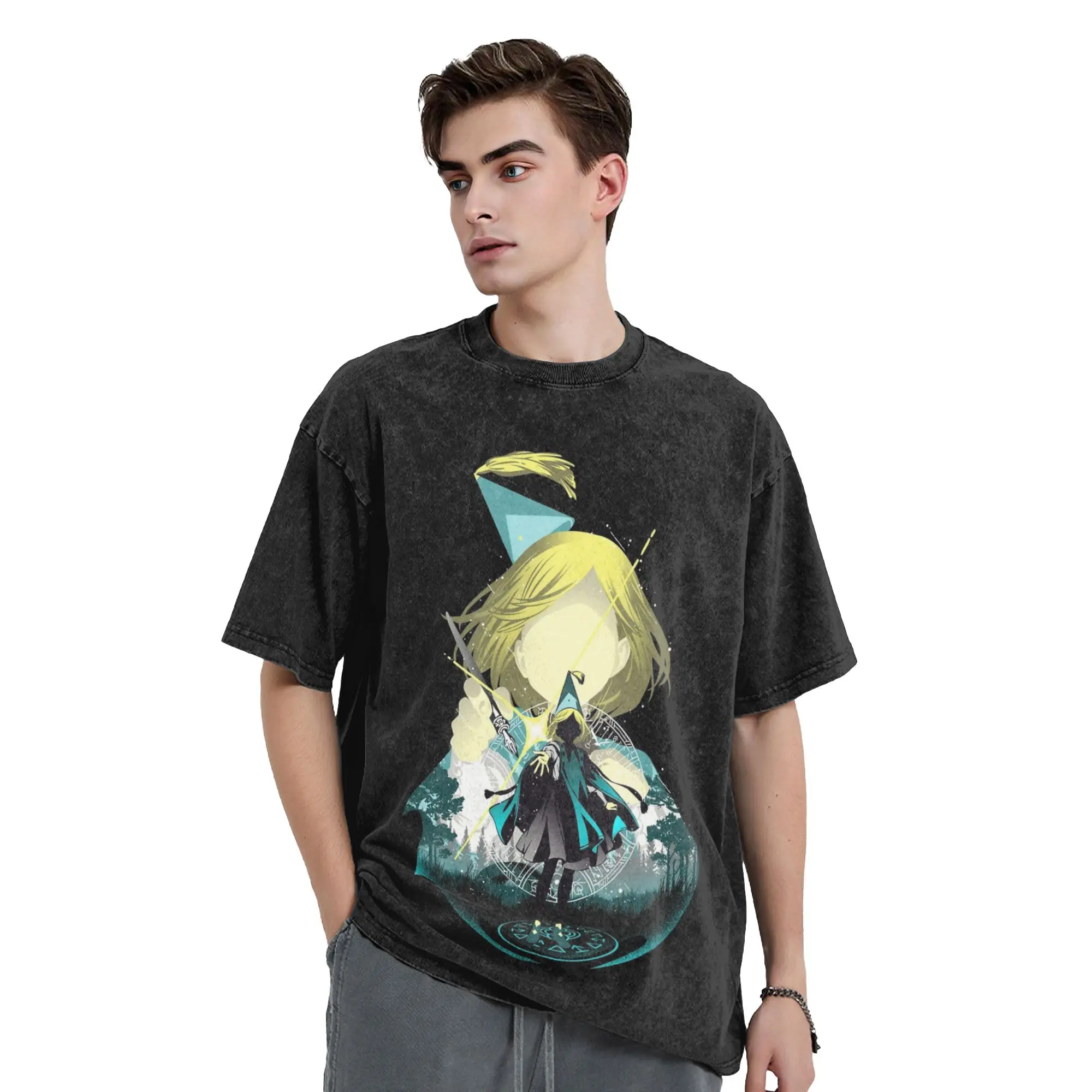 Coco Witch Hat Atelier Anime Washed T Shirt Streetwear  Vintage T-Shirts  Tees Tops for Men Women Cotton Oversize Summer