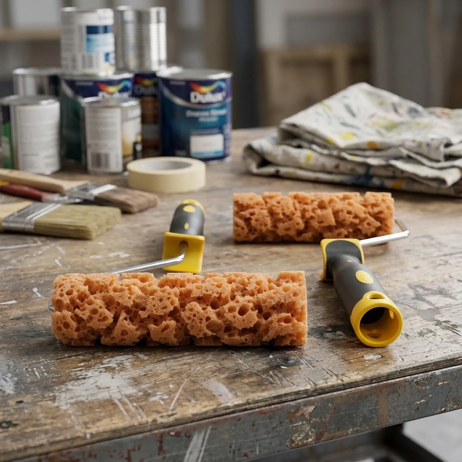 Wall Texture Roller Kit 3 Piece Set with Textured Sponge Rollers and Handles for Interior and for exterior Wall Applications