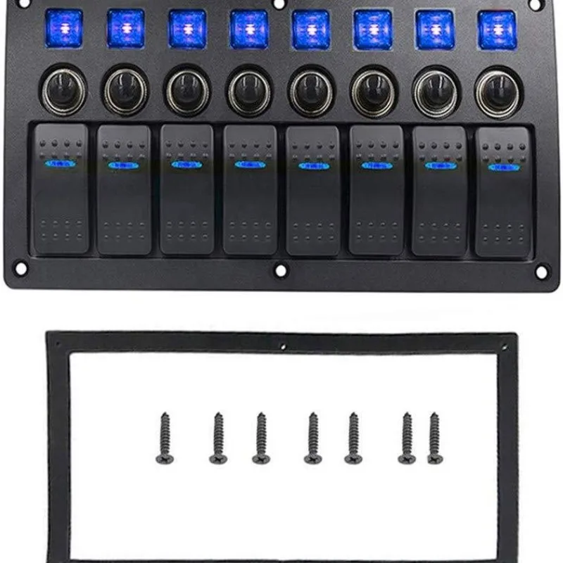 

8-Gang Switch Panel with Overload Protection, 12-24V Universal for Heavy-Duty Vehicles