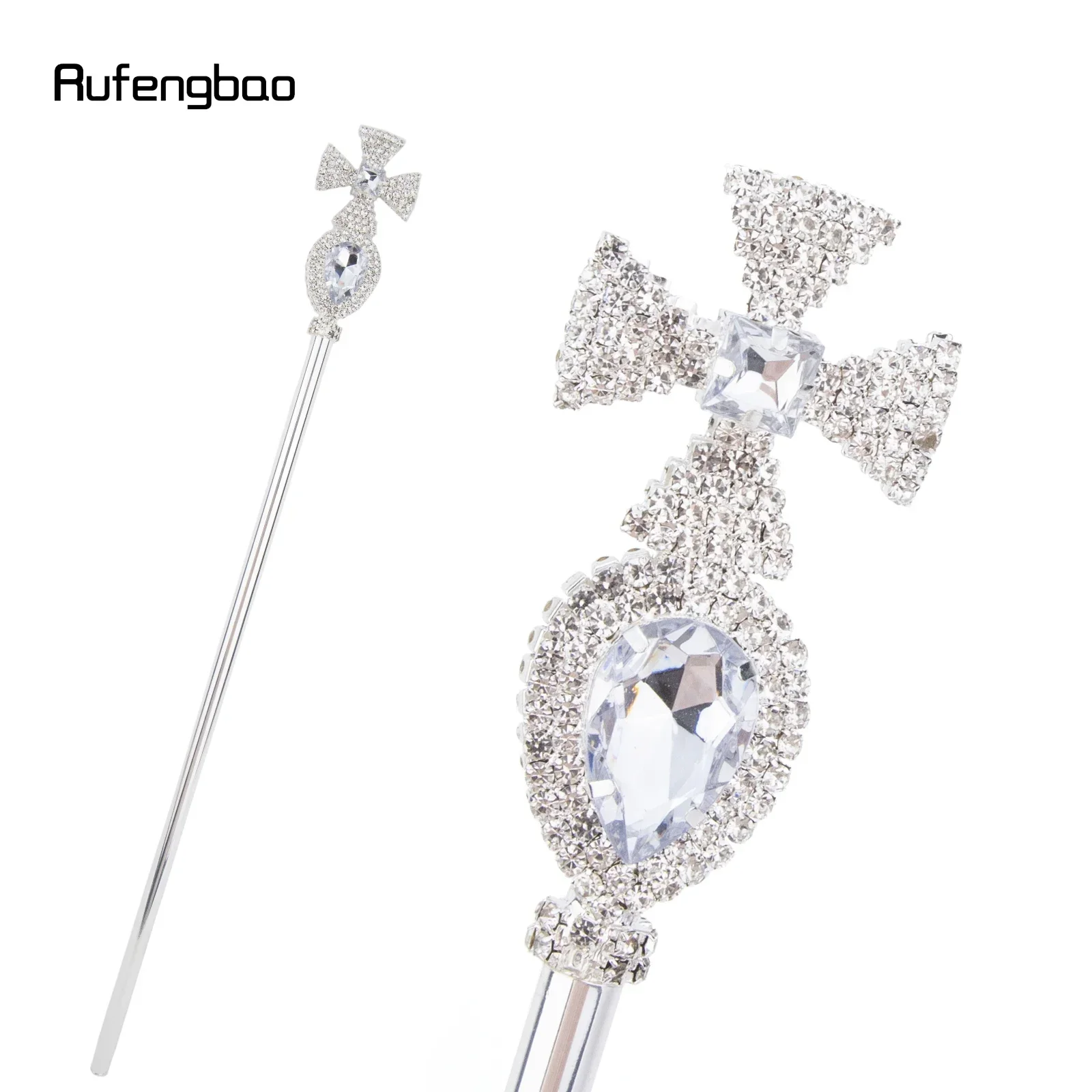 

White Diamond Alloy Crown Fairy Wands for Girl Princess Wands for Kids Angel Wand for Party Costume Wedding Birthday Party 50cm