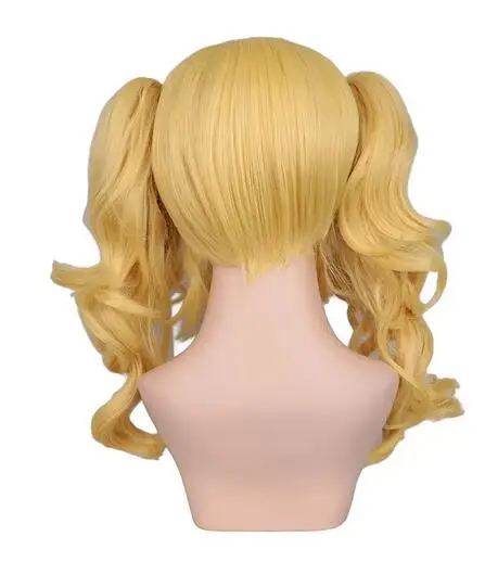 Peluca de disfraz de Cosplay larga ondulada rubia mixta Lolita, 2 colas de caballo, pelucas de cabello sintético resistentes al calor, Harajuku