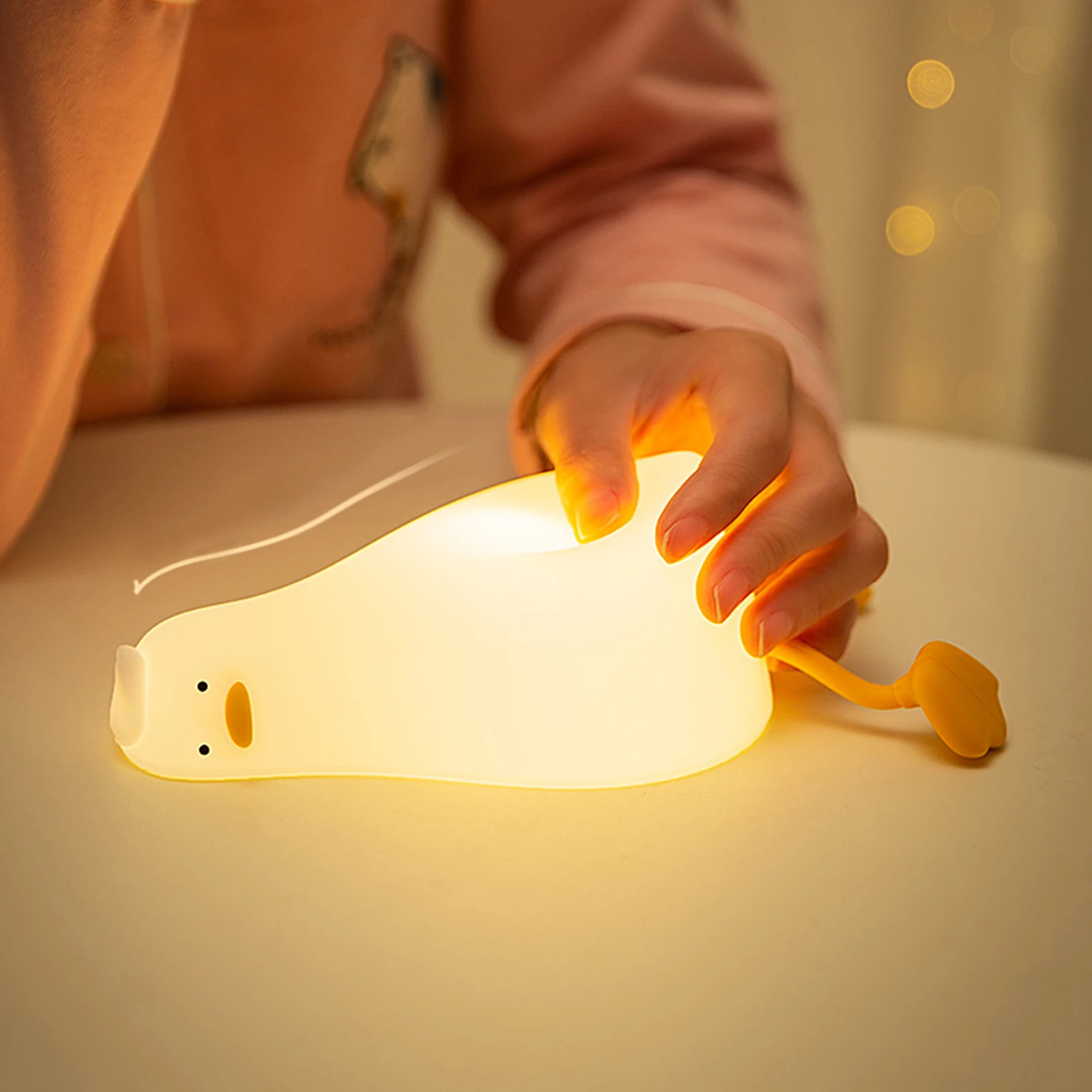 Warm White Night Light Cute Duck with Touch Sensor 3 Brightness Soft Silicone Animal Night Lamp Phone Holder Night Companion